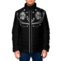 Western Gothic Yoke Padded Jacket Skull Rose With Spider - Wonder Print Shop