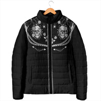 Western Gothic Yoke Padded Jacket Skull Rose With Spider - Wonder Print Shop