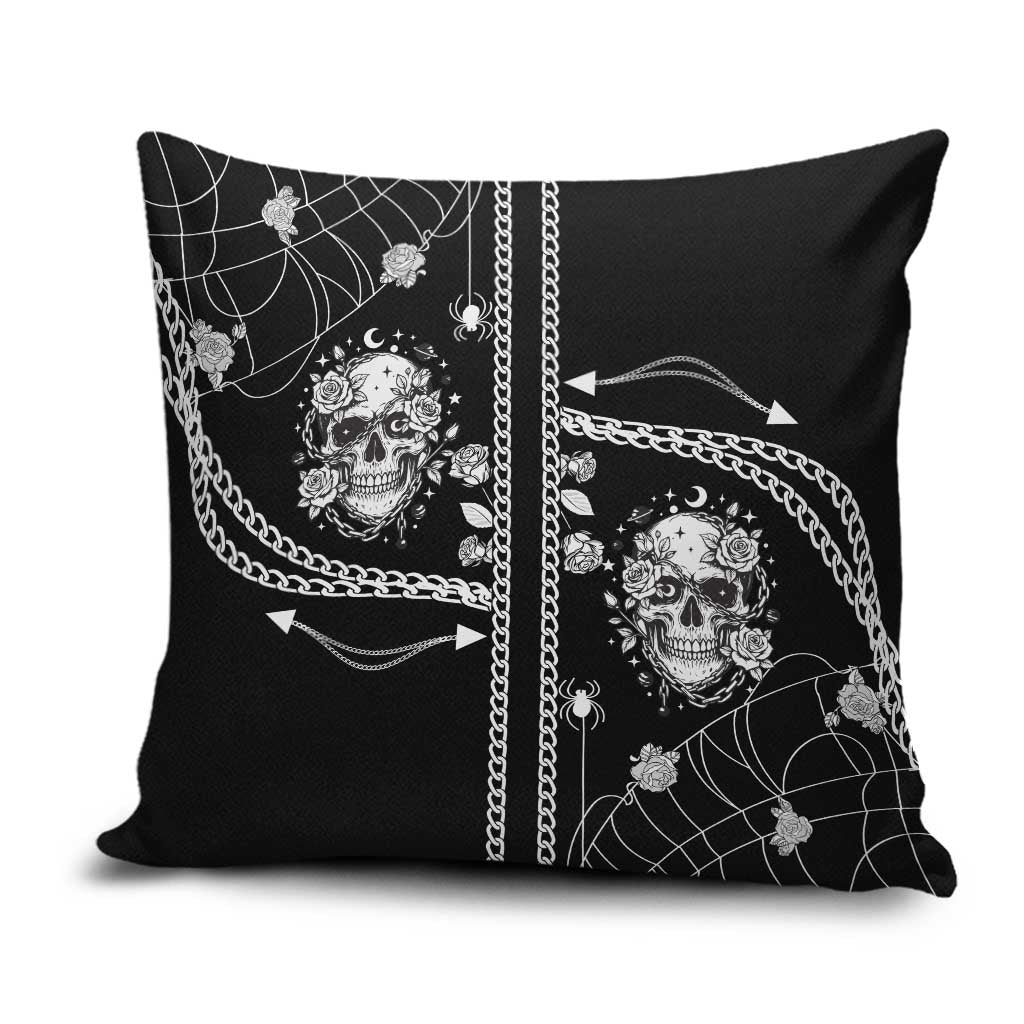 Western Gothic Yoke Pillow Cover Skull Rose With Spider - Wonder Print Shop