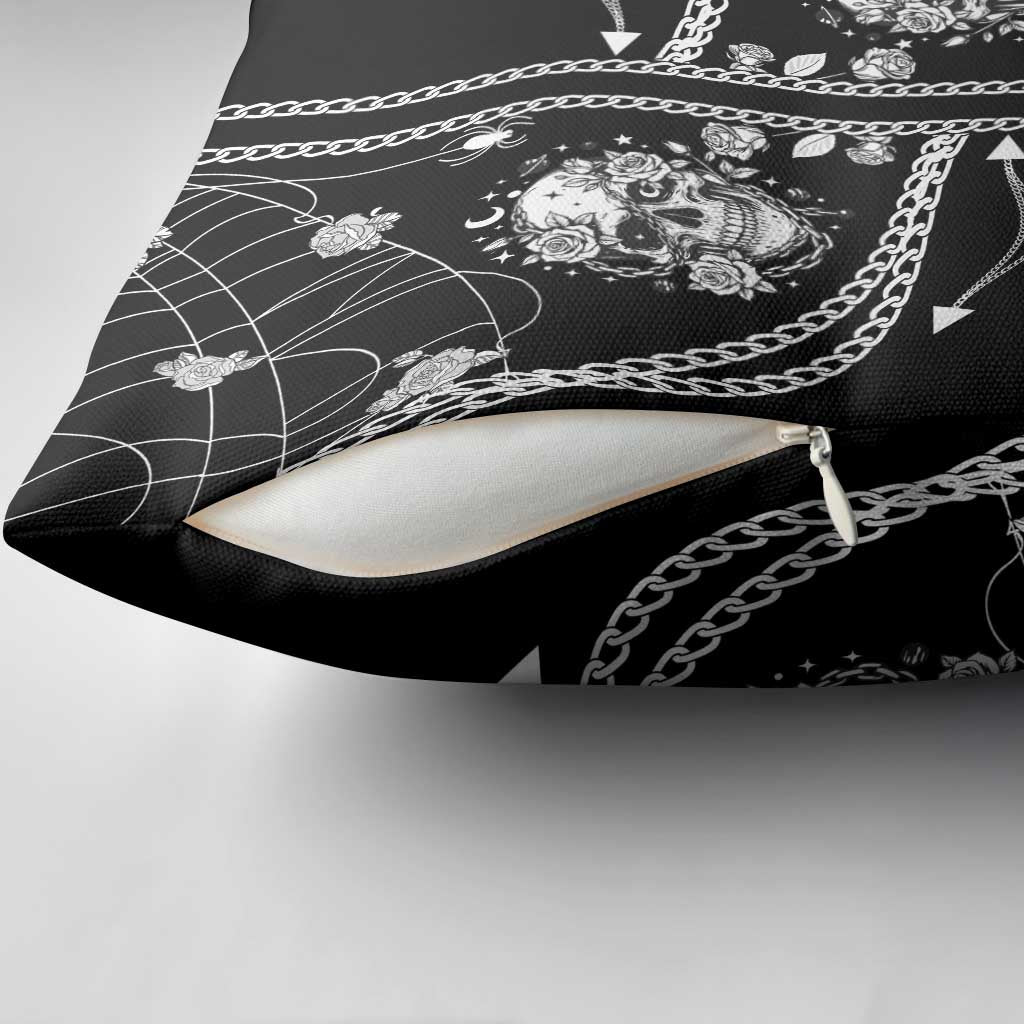 Western Gothic Yoke Pillow Cover Skull Rose With Spider - Wonder Print Shop