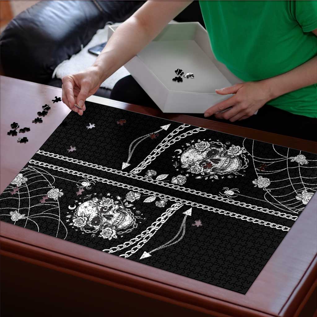 Western Gothic Yoke Puzzle Skull Rose With Spider - Wonder Print Shop