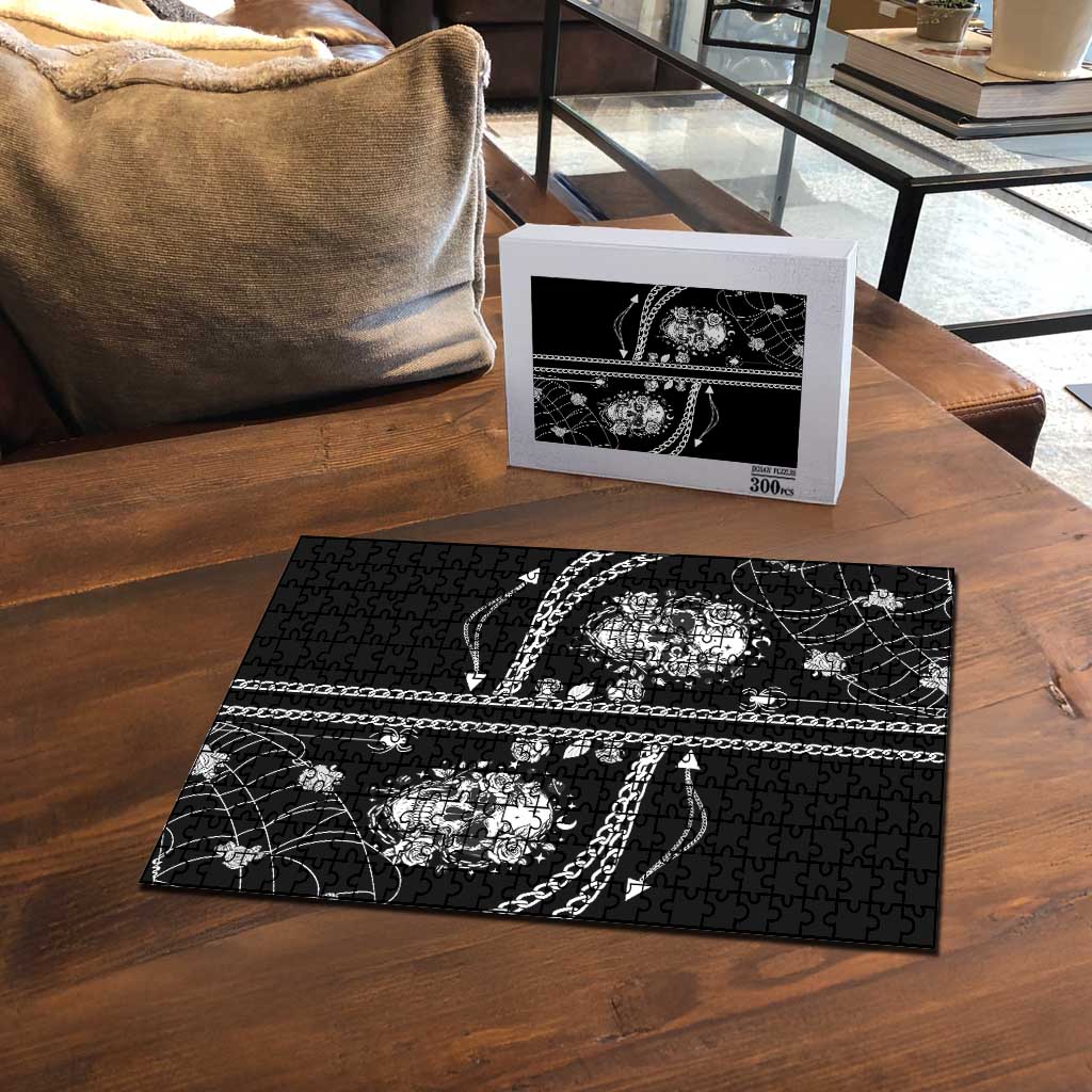 Western Gothic Yoke Puzzle Skull Rose With Spider - Wonder Print Shop