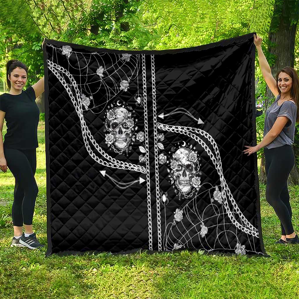 Western Gothic Yoke Quilt Skull Rose With Spider - Wonder Print Shop