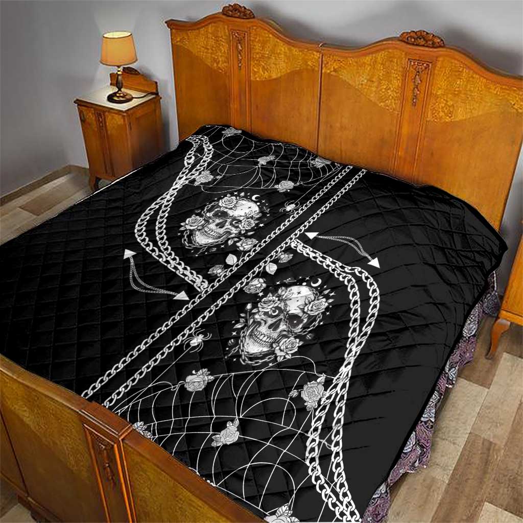 Western Gothic Yoke Quilt Skull Rose With Spider - Wonder Print Shop