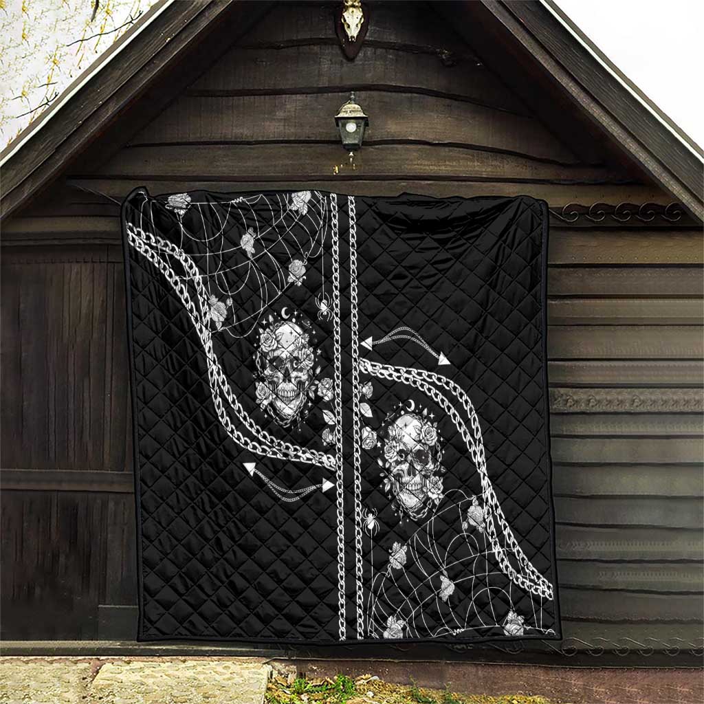 Western Gothic Yoke Quilt Skull Rose With Spider - Wonder Print Shop