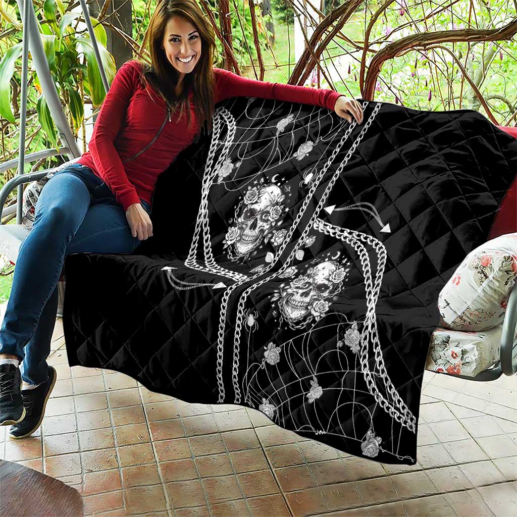 Western Gothic Yoke Quilt Skull Rose With Spider - Wonder Print Shop