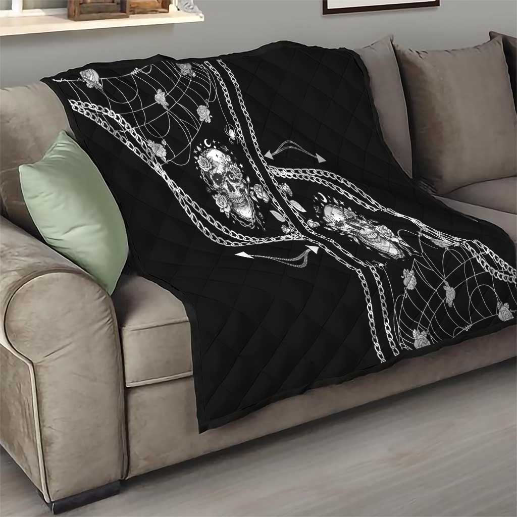 Western Gothic Yoke Quilt Skull Rose With Spider - Wonder Print Shop