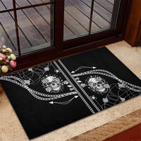 Western Gothic Yoke Rubber Doormat Skull Rose With Spider - Wonder Print Shop