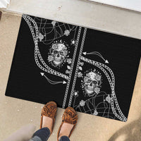 Western Gothic Yoke Rubber Doormat Skull Rose With Spider - Wonder Print Shop