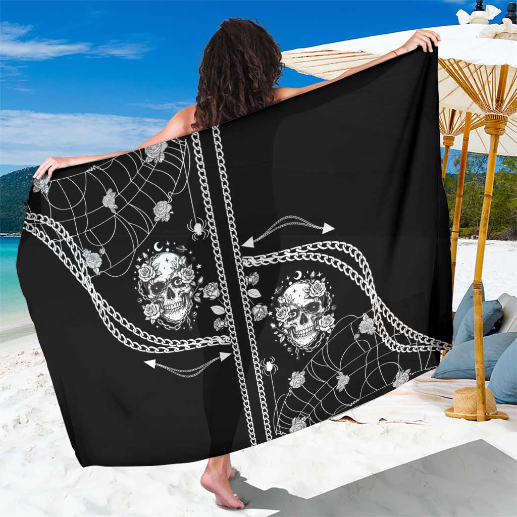Western Gothic Yoke Sarong Skull Rose With Spider - Wonder Print Shop