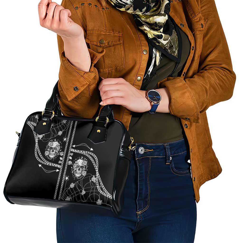 Western Gothic Yoke Shoulder Handbag Skull Rose With Spider - Wonder Print Shop
