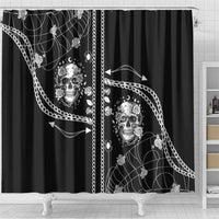 Western Gothic Yoke Shower Curtain Skull Rose With Spider - Wonder Print Shop