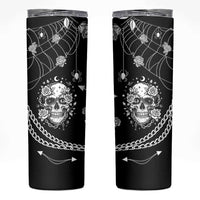 Western Gothic Yoke Skinny Tumbler Skull Rose With Spider - Wonder Print Shop