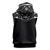 Western Gothic Yoke Sleeveless Zip Hoodie Skull Rose With Spider - Wonder Print Shop