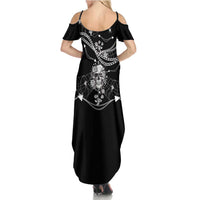 Western Gothic Yoke Summer Maxi Dress Skull Rose With Spider - Wonder Print Shop
