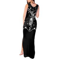 Western Gothic Yoke Tank Maxi Dress Skull Rose With Spider - Wonder Print Shop
