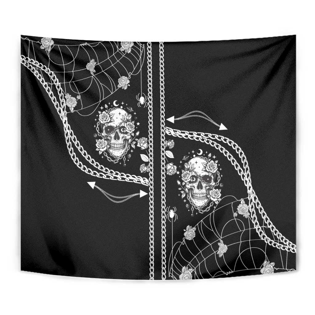Western Gothic Yoke Tapestry Skull Rose With Spider - Wonder Print Shop