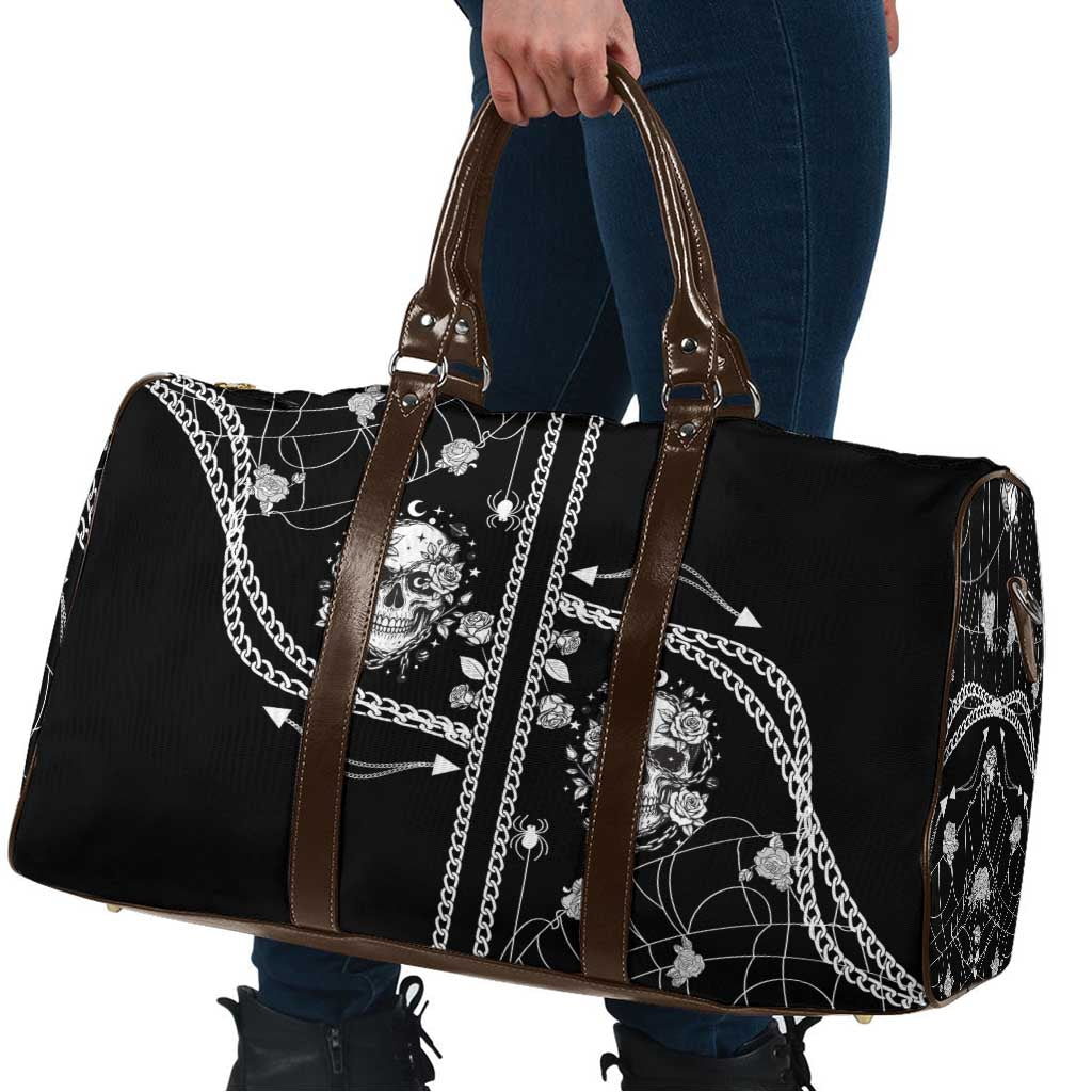 Western Gothic Yoke Travel Bag Skull Rose With Spider - Wonder Print Shop
