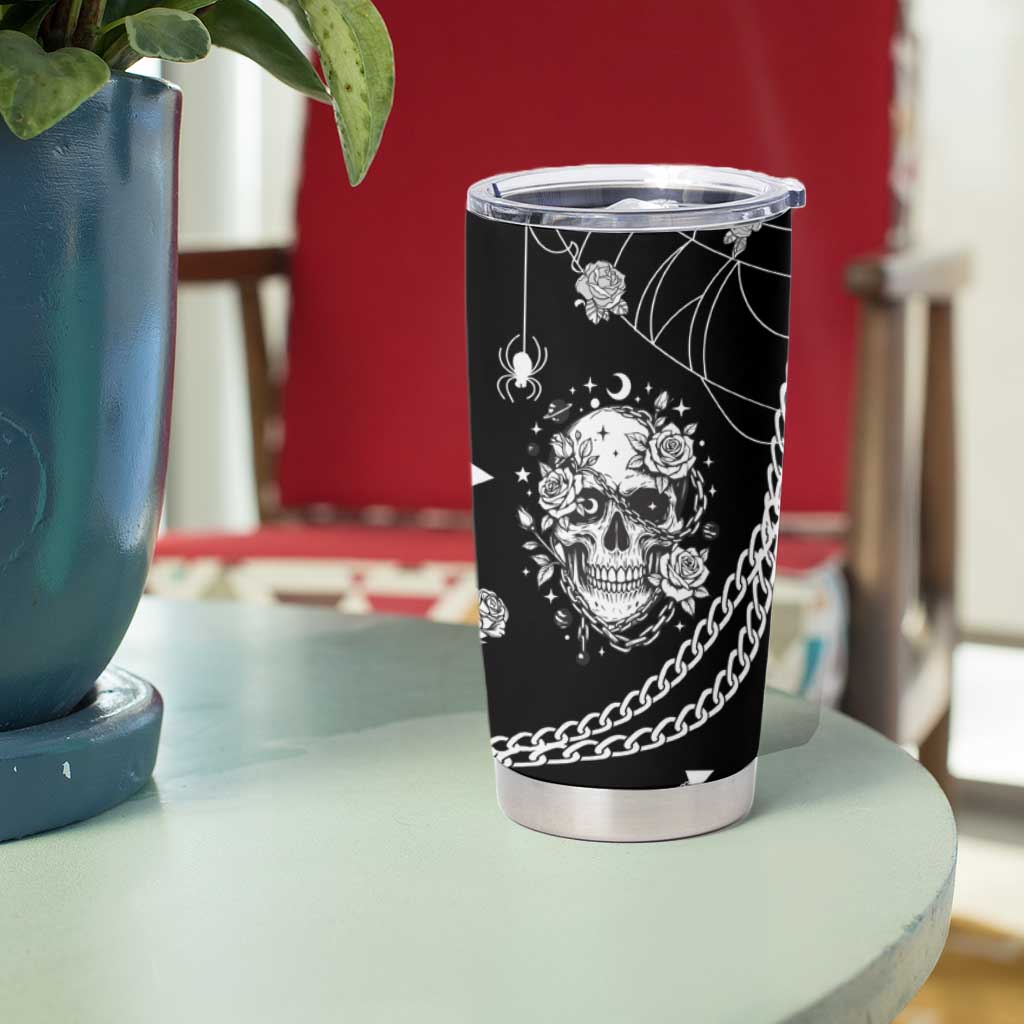 Western Gothic Yoke Tumbler Cup Skull Rose With Spider - Wonder Print Shop