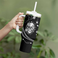 Western Gothic Yoke Tumbler With Handle Skull Rose With Spider - Wonder Print Shop