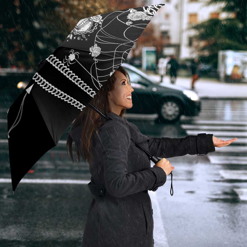 Western Gothic Yoke Umbrella Skull Rose With Spider - Wonder Print Shop