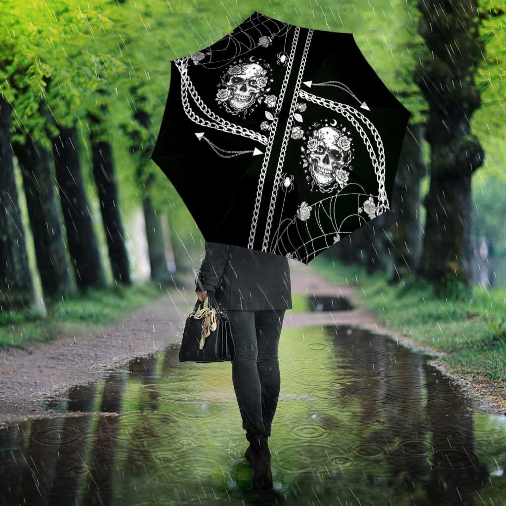 Western Gothic Yoke Umbrella Skull Rose With Spider - Wonder Print Shop