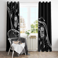Western Gothic Yoke Window Curtain Skull Rose With Spider - Wonder Print Shop