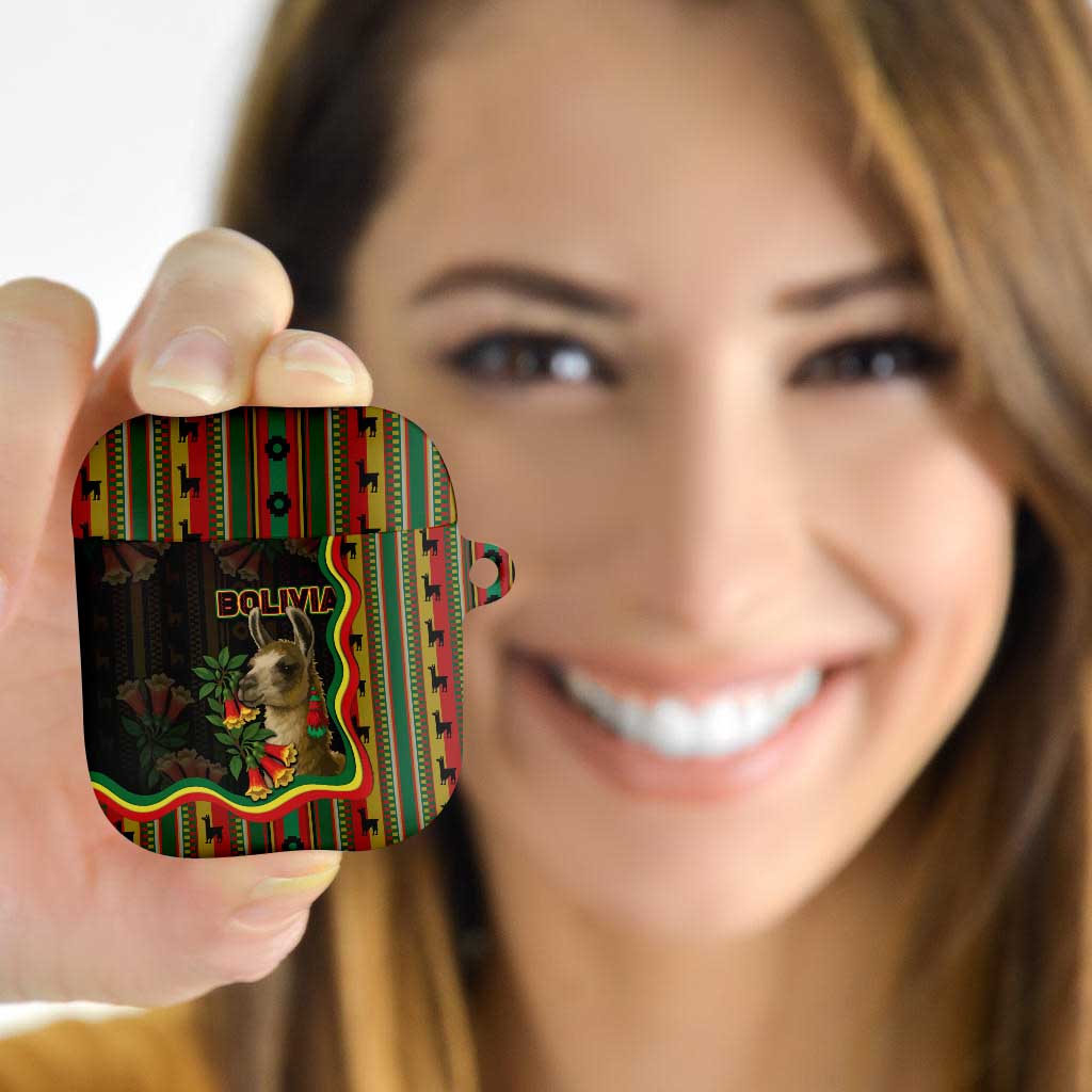 Bolivia AirPods Case The Llama With Kantuta Over Andean Patterns - Wonder Print Shop