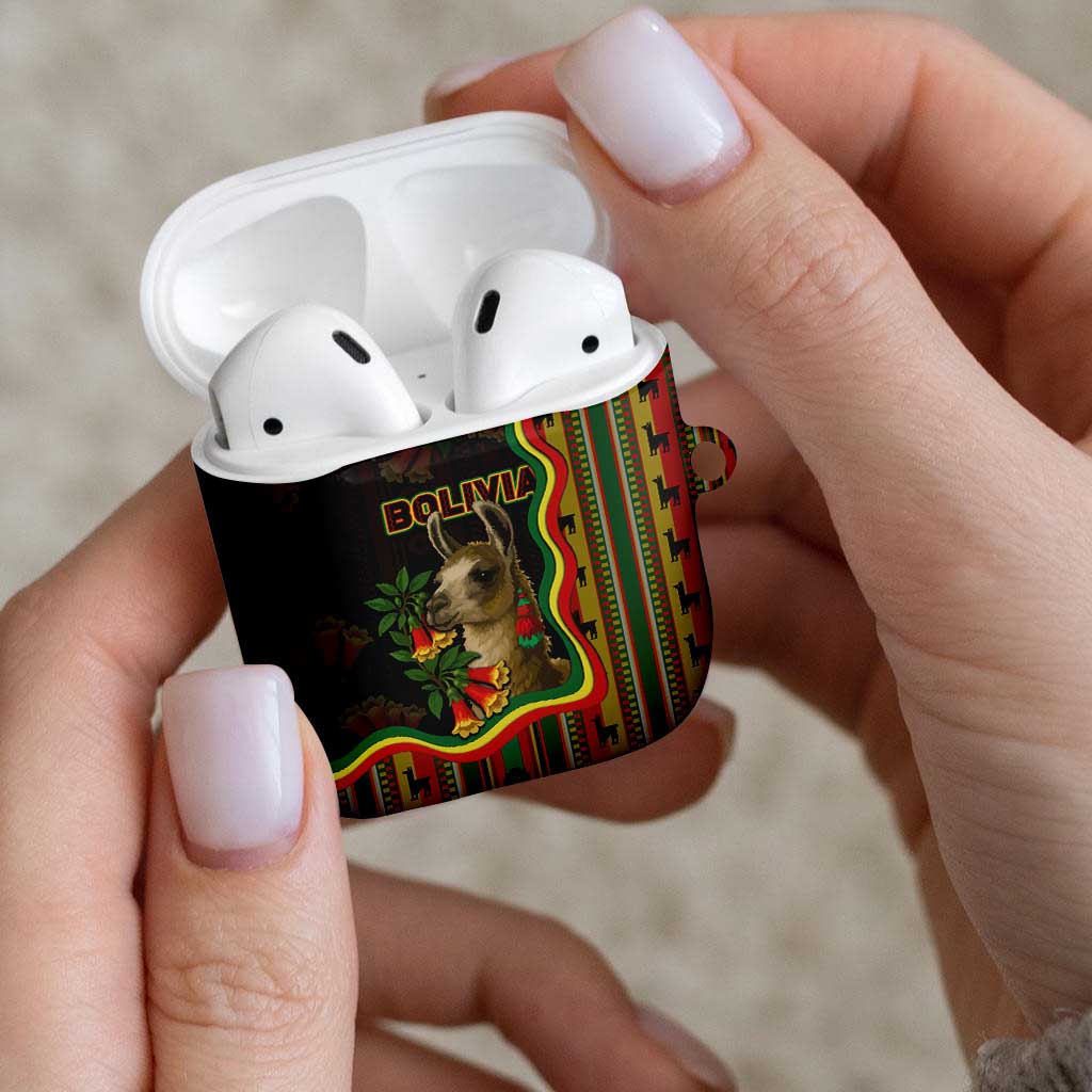 Bolivia AirPods Case The Llama With Kantuta Over Andean Patterns - Wonder Print Shop