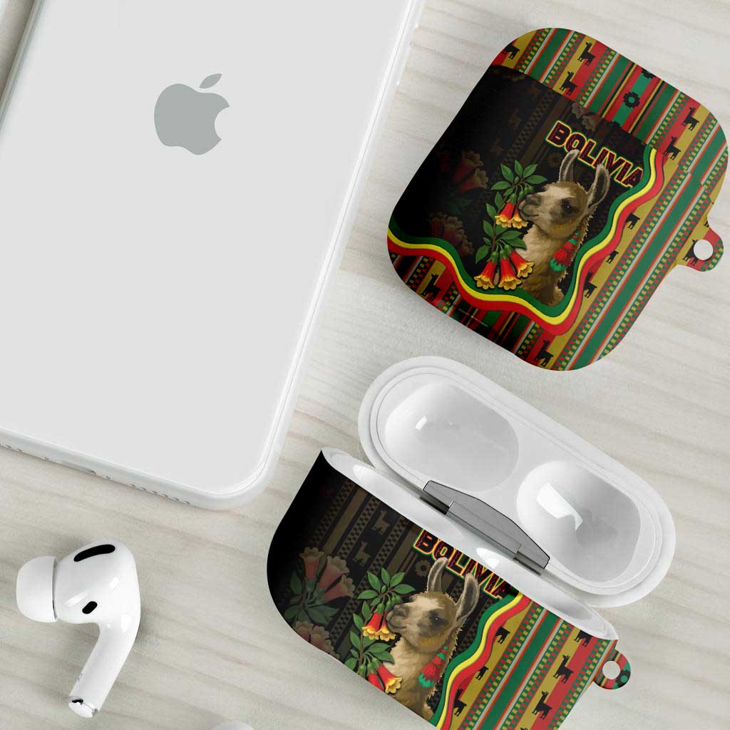 Bolivia AirPods Case The Llama With Kantuta Over Andean Patterns - Wonder Print Shop