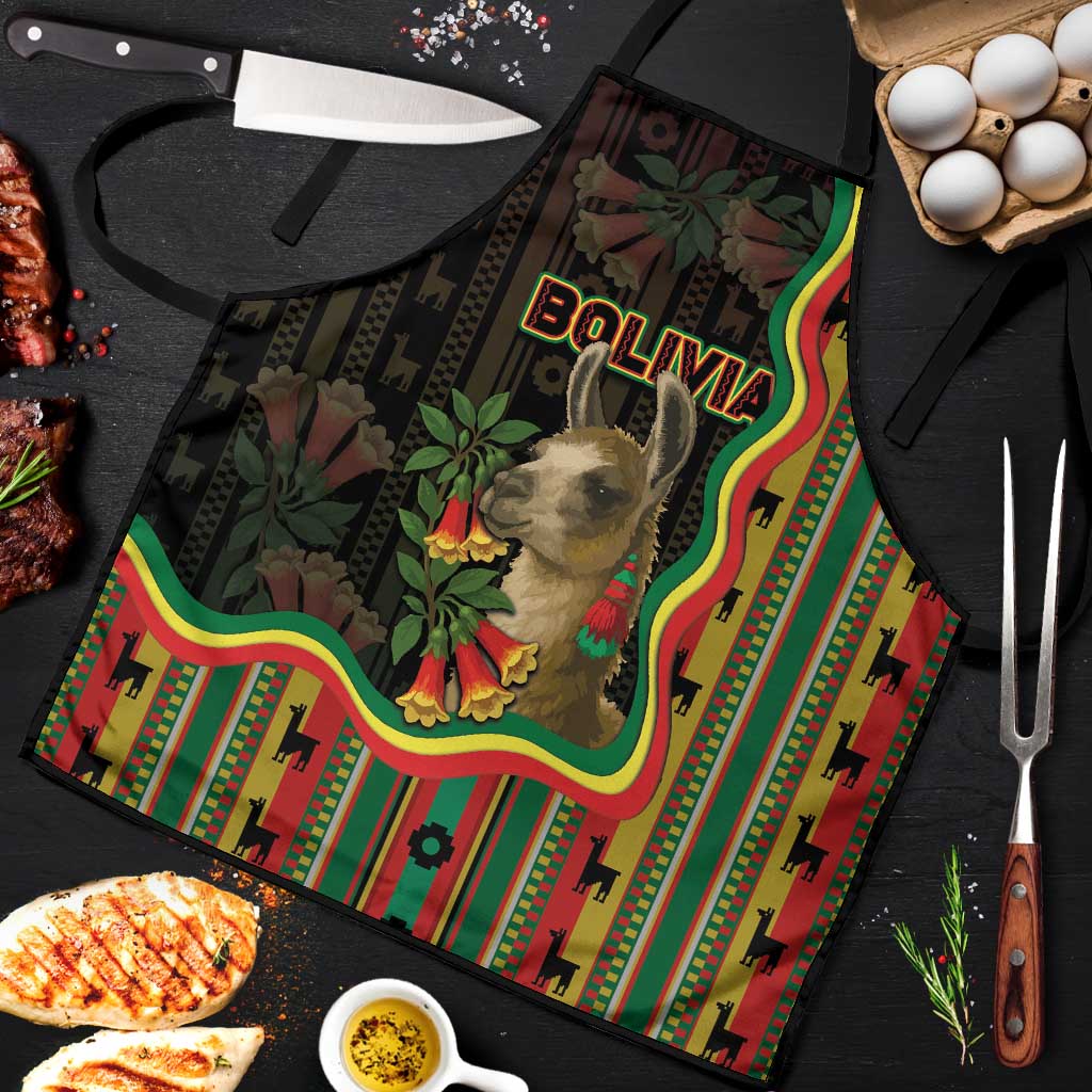 Bolivia Apron The Llama With Kantuta Over Andean Patterns - Wonder Print Shop