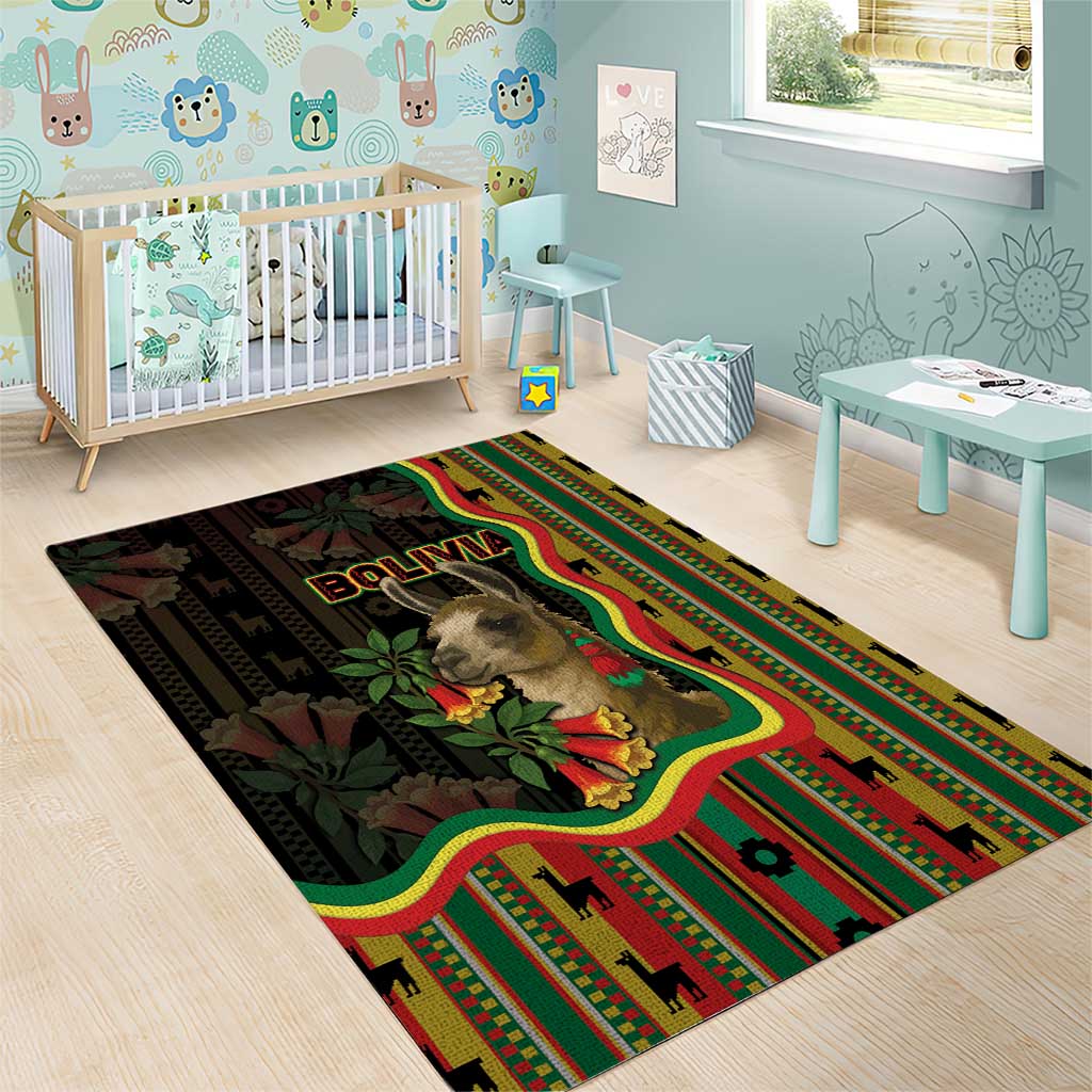 Bolivia Area Rug The Llama With Kantuta Over Andean Patterns - Wonder Print Shop