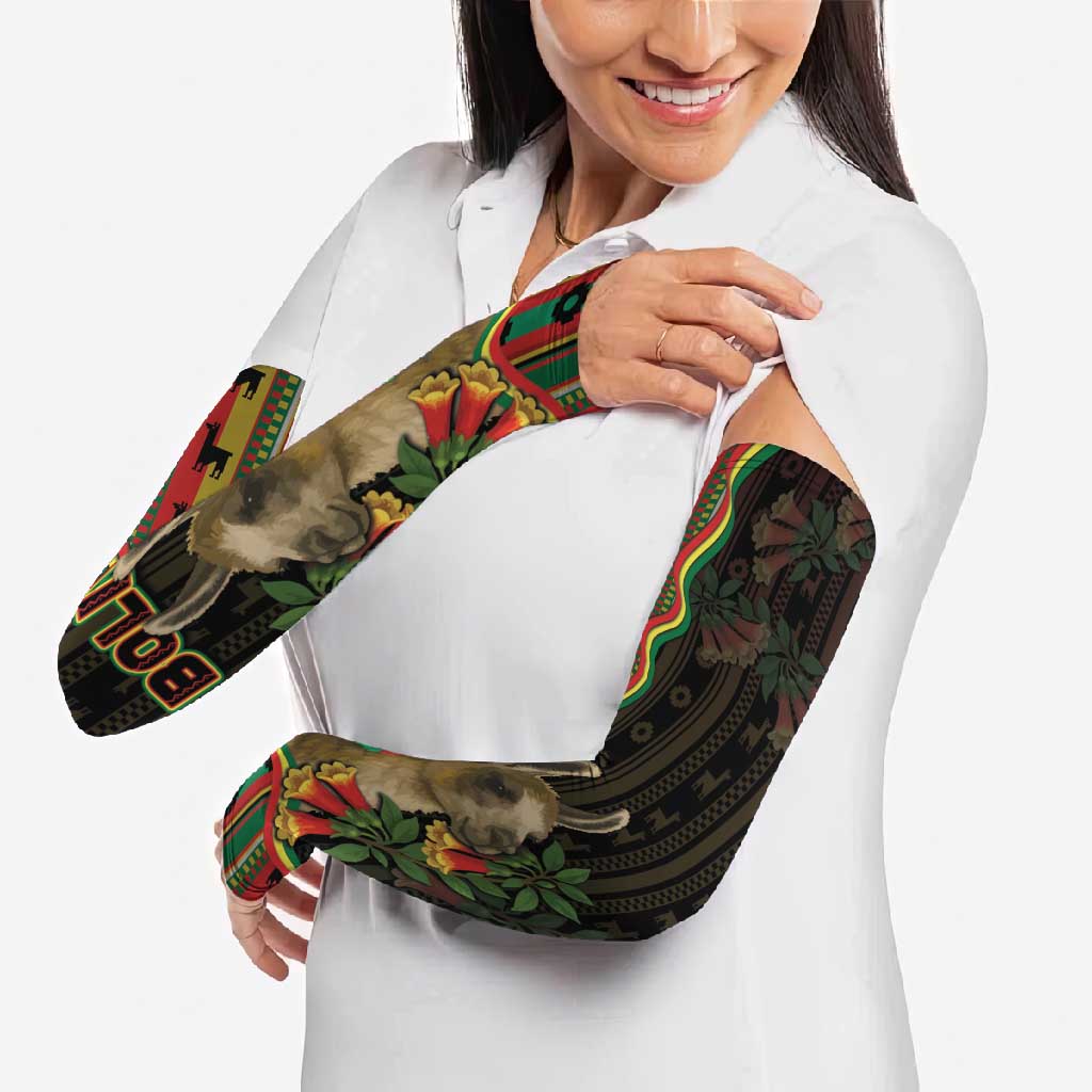 Bolivia Arm Sleeves The Llama With Kantuta Over Andean Patterns - Wonder Print Shop