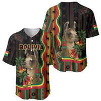 Bolivia Baseball Jersey The Llama With Kantuta Over Andean Patterns - Wonder Print Shop