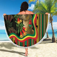 Bolivia Beach Blanket The Llama With Kantuta Over Andean Patterns - Wonder Print Shop