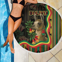 Bolivia Beach Blanket The Llama With Kantuta Over Andean Patterns - Wonder Print Shop