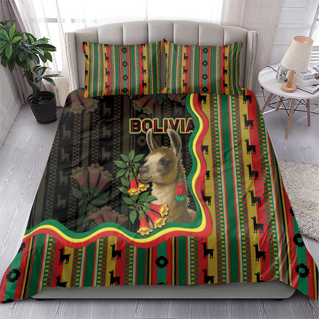 Bolivia Bedding Set The Llama With Kantuta Over Andean Patterns - Wonder Print Shop