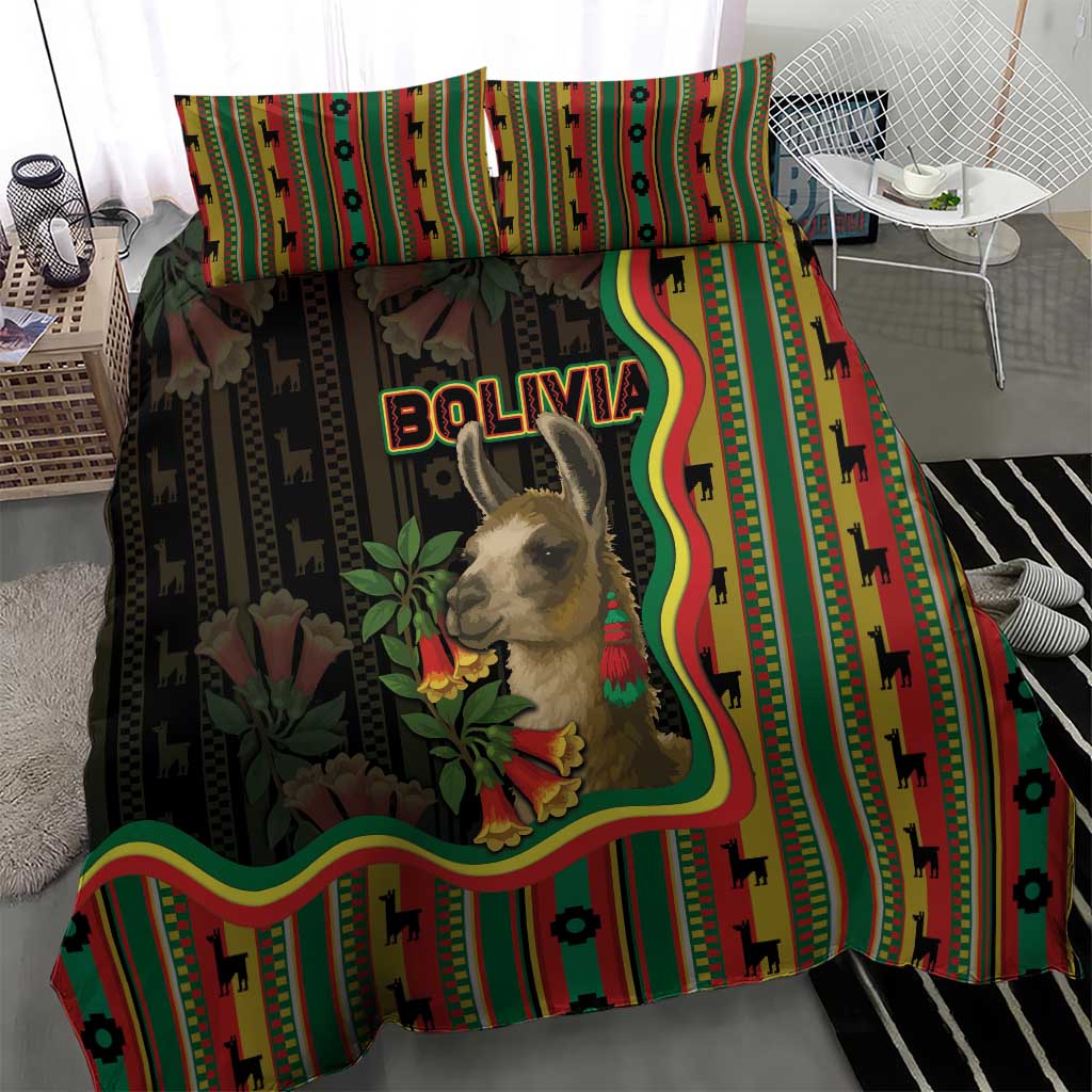 Bolivia Bedding Set The Llama With Kantuta Over Andean Patterns - Wonder Print Shop