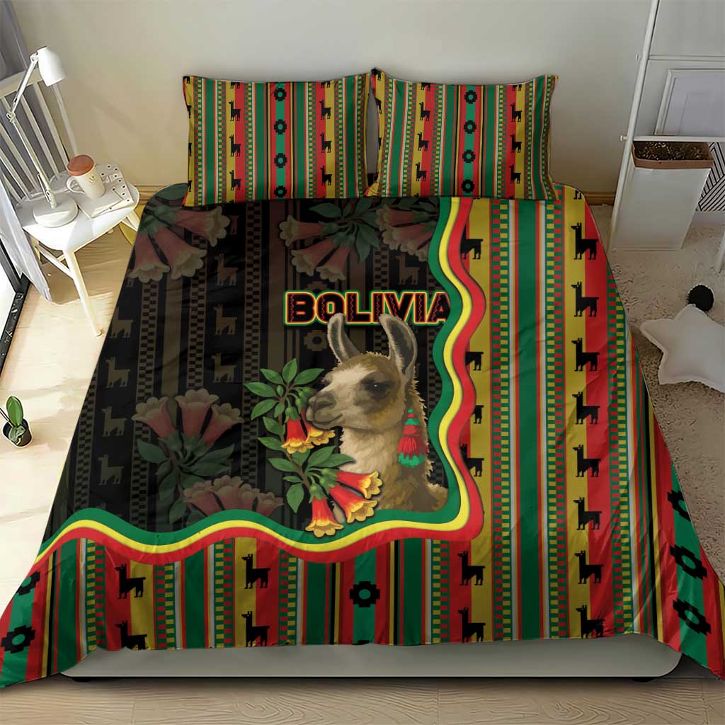 Bolivia Bedding Set The Llama With Kantuta Over Andean Patterns - Wonder Print Shop