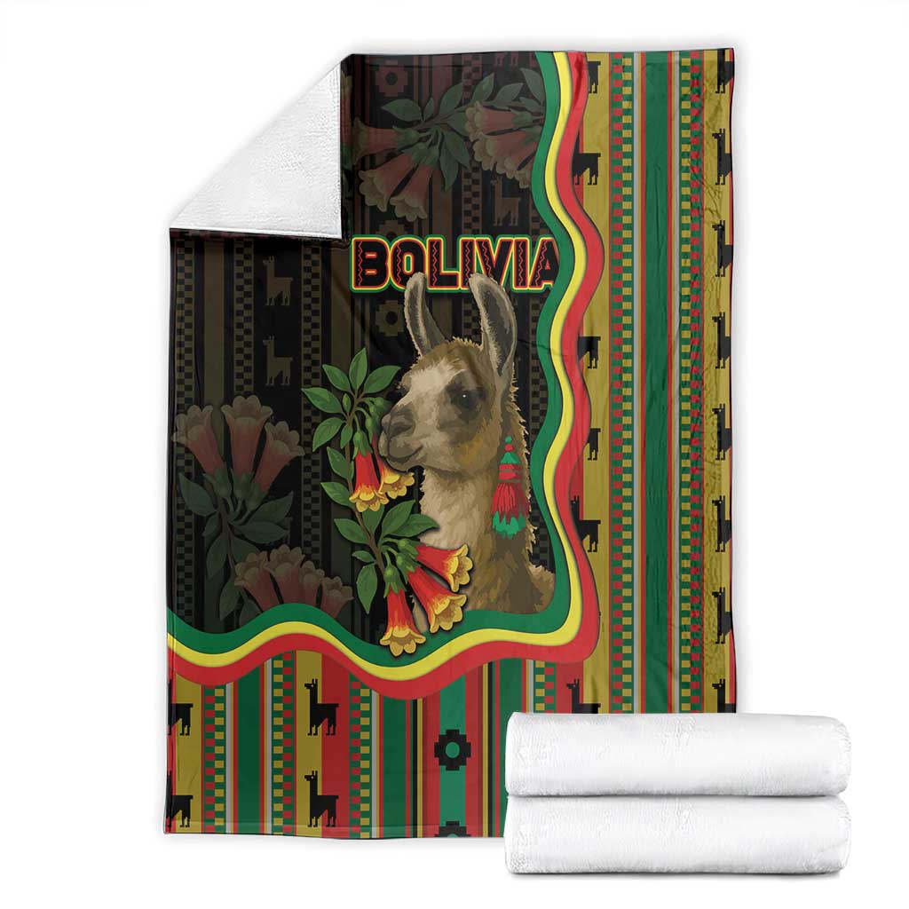 Bolivia Blanket The Llama With Kantuta Over Andean Patterns - Wonder Print Shop