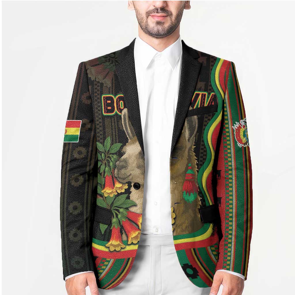 Bolivia Blazer The Llama With Kantuta Over Andean Patterns - Wonder Print Shop