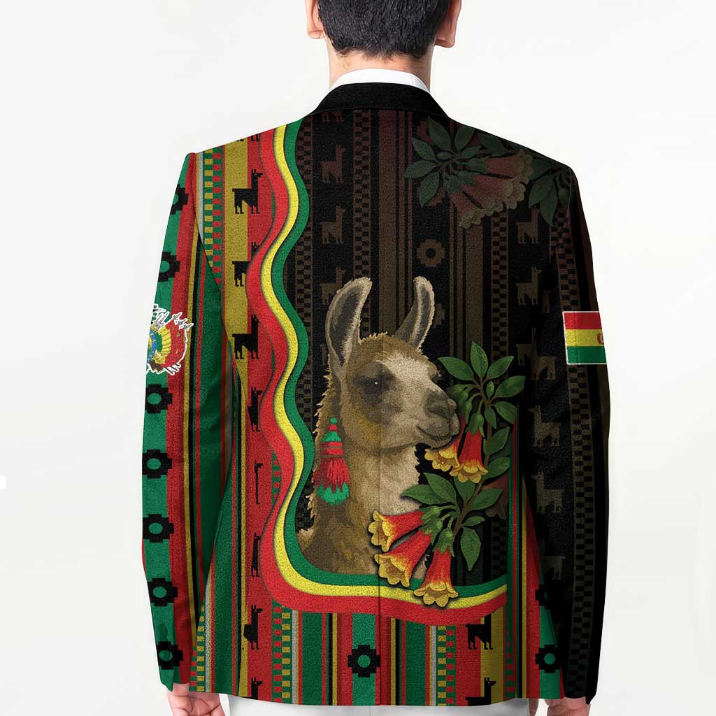 Bolivia Blazer The Llama With Kantuta Over Andean Patterns - Wonder Print Shop