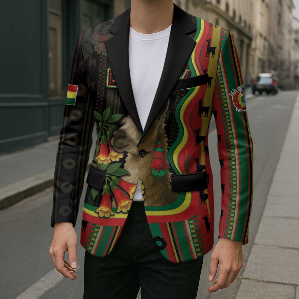 Bolivia Blazer The Llama With Kantuta Over Andean Patterns - Wonder Print Shop