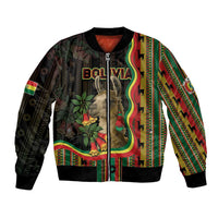 Bolivia Bomber Jacket The Llama With Kantuta Over Andean Patterns - Wonder Print Shop