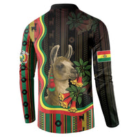 Bolivia Button Sweatshirt The Llama With Kantuta Over Andean Patterns - Wonder Print Shop