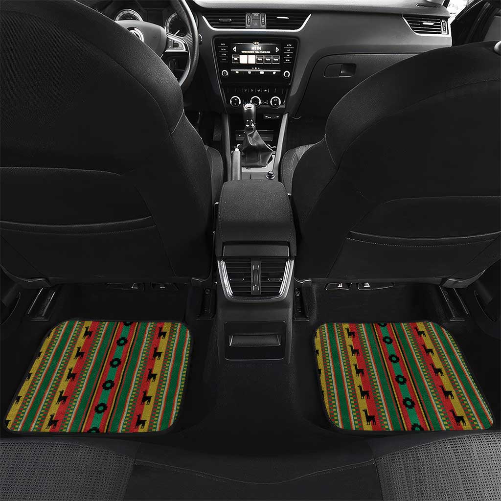 Bolivia Car Mats The Llama With Kantuta Over Andean Patterns - Wonder Print Shop