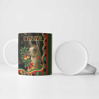 Bolivia Ceramic Mug The Llama With Kantuta Over Andean Patterns - Wonder Print Shop