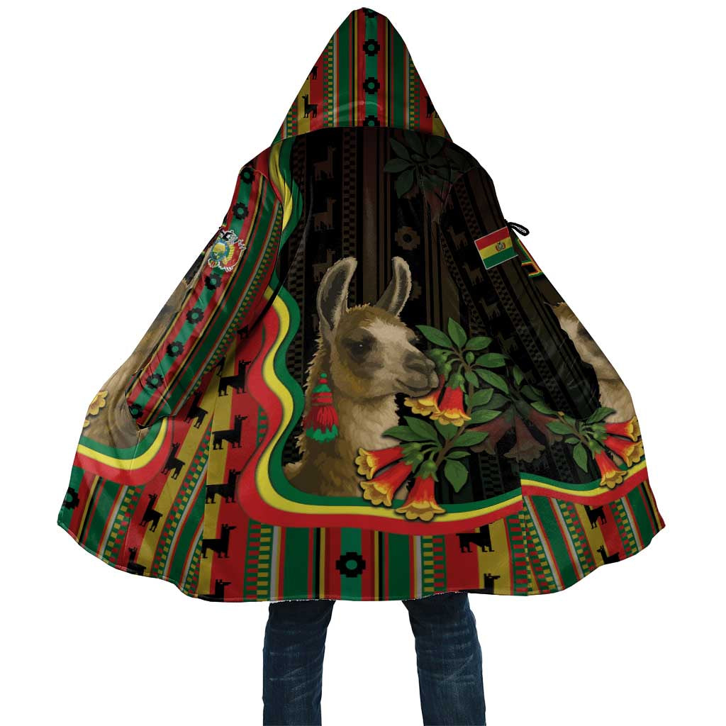 Bolivia Cloak The Llama With Kantuta Over Andean Patterns - Wonder Print Shop