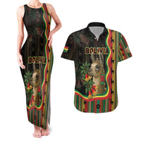 Bolivia Couples Matching Tank Maxi Dress and Hawaiian Shirt The Llama With Kantuta Over Andean Patterns - Wonder Print Shop