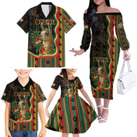 Bolivia Family Matching Off The Shoulder Long Sleeve Dress and Hawaiian Shirt The Llama With Kantuta Over Andean Patterns - Wonder Print Shop
